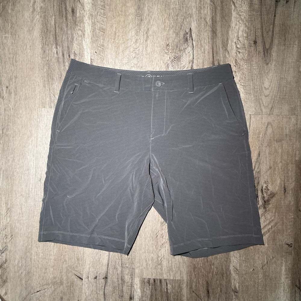 HANG TEN Men's Quick Dry Hybrid Board Shorts Swim Beach Surf 32 BLACK Stripe NEW